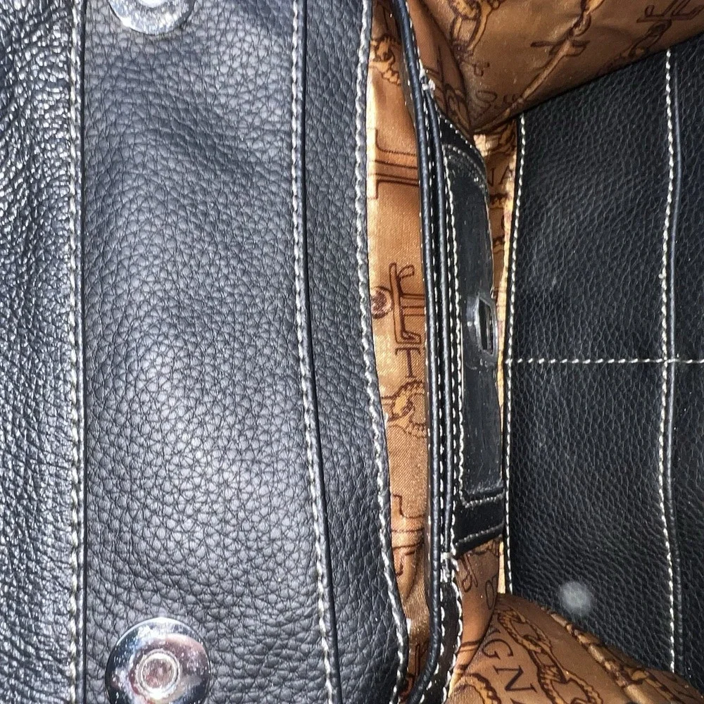 Tignanello Black Pebbled Leather  Crossbody Organizer Purse
